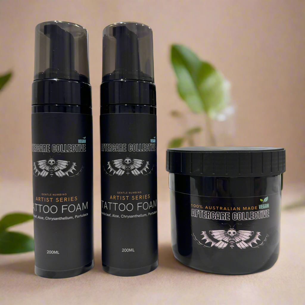 Artist kit 500gm glide and 2x tattoo foam artist series from aftercare collective