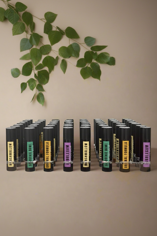Tattoo balm stick mixed flavour box by aftercare company elective are collective wholesale