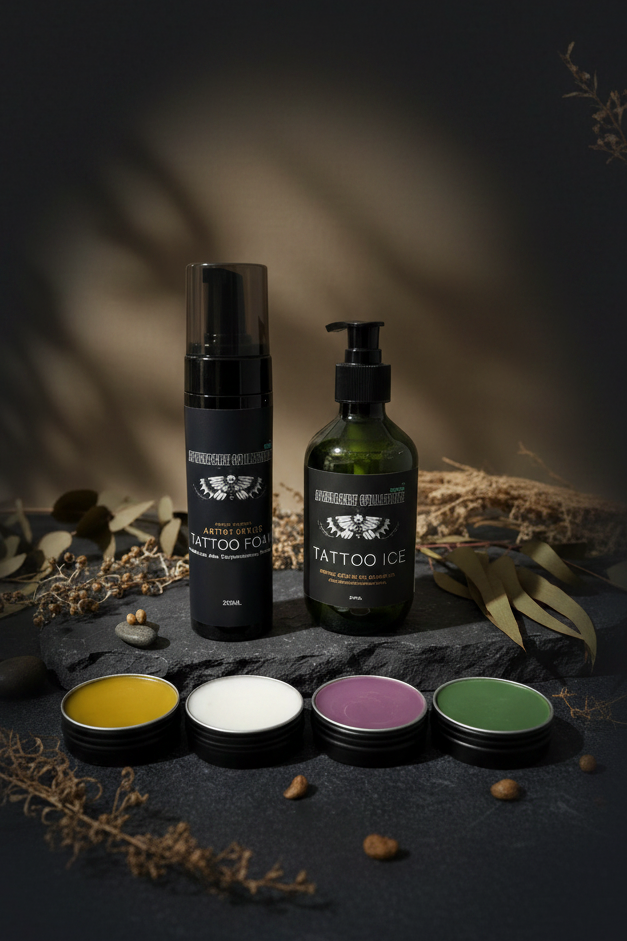 Tattoo Artist Aftercare Sampler Pack | Healing Balms, Tattoo Ice & Cleansing Foam