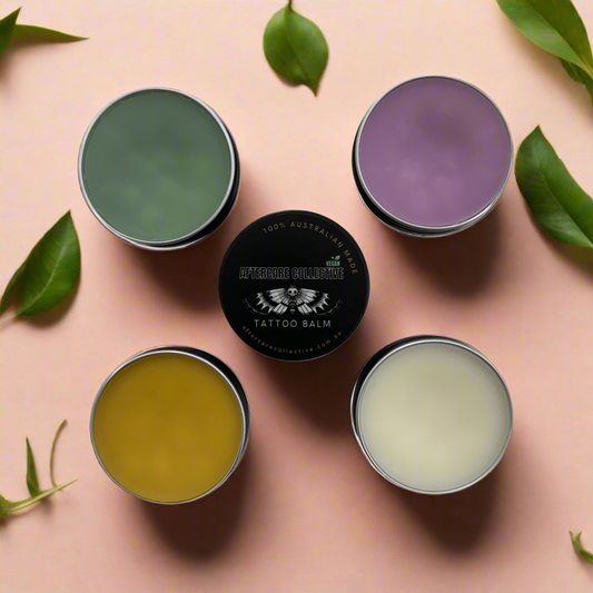 Tattoo balm mixed flavour box wholesale 50g tins from aftercare collective 