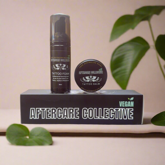 Tatt healing pack foam wash and balm bubblegum, original formula marshmallow and smoothie bowl from aftercare collective 