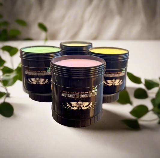 Tattoo glide 500gm bubblegum, original formula, smoothie bowl, marshmallow with arnica pain relief by aftercare collective 