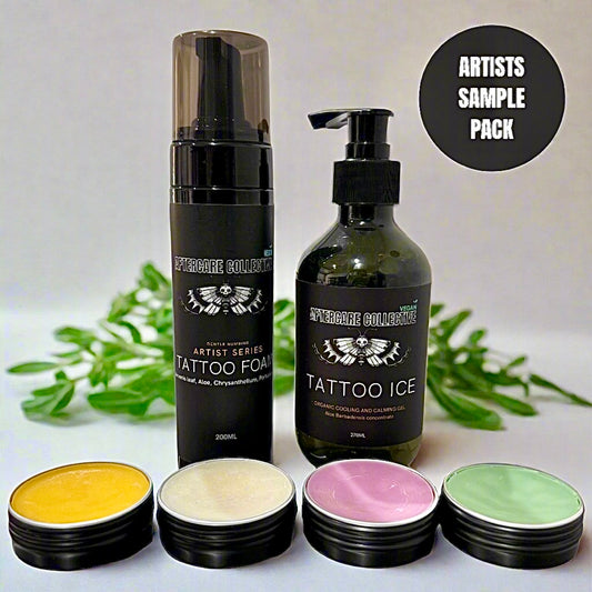 Tattoo balm  Artist Sample Pack – Best Tattoo Aftercare Kit with Healing Balms, Tattoo Ice, and Gentle Numbing Cleansing Foam for Tattoo Artists”